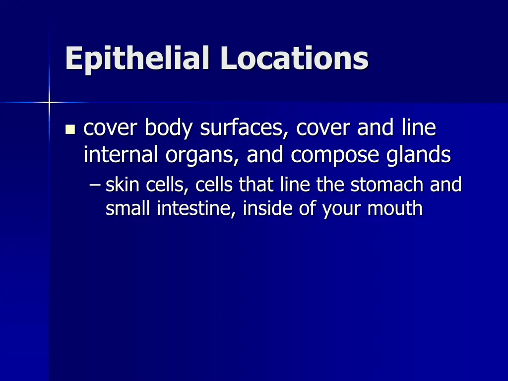 epithelial locations