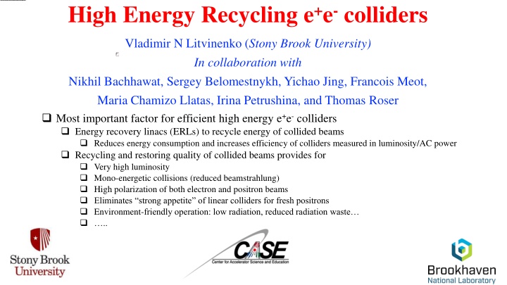 high energy recycling e e colliders