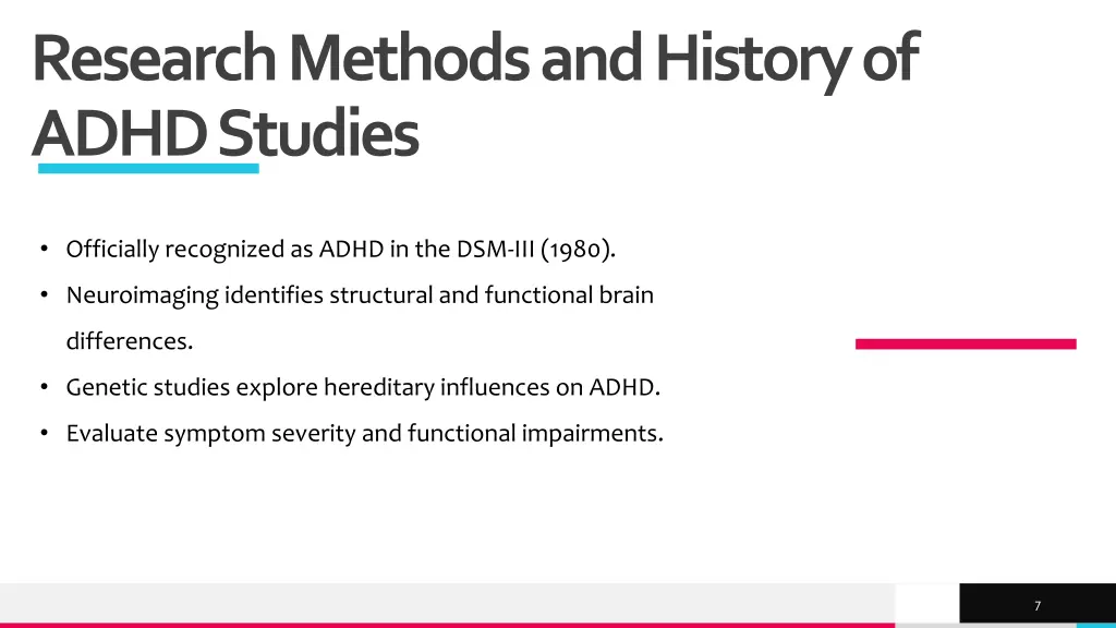 research methods and history of adhd studies