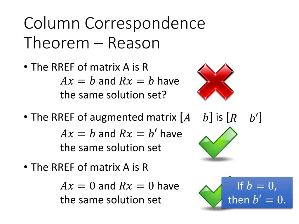 column correspondence theorem reason 1