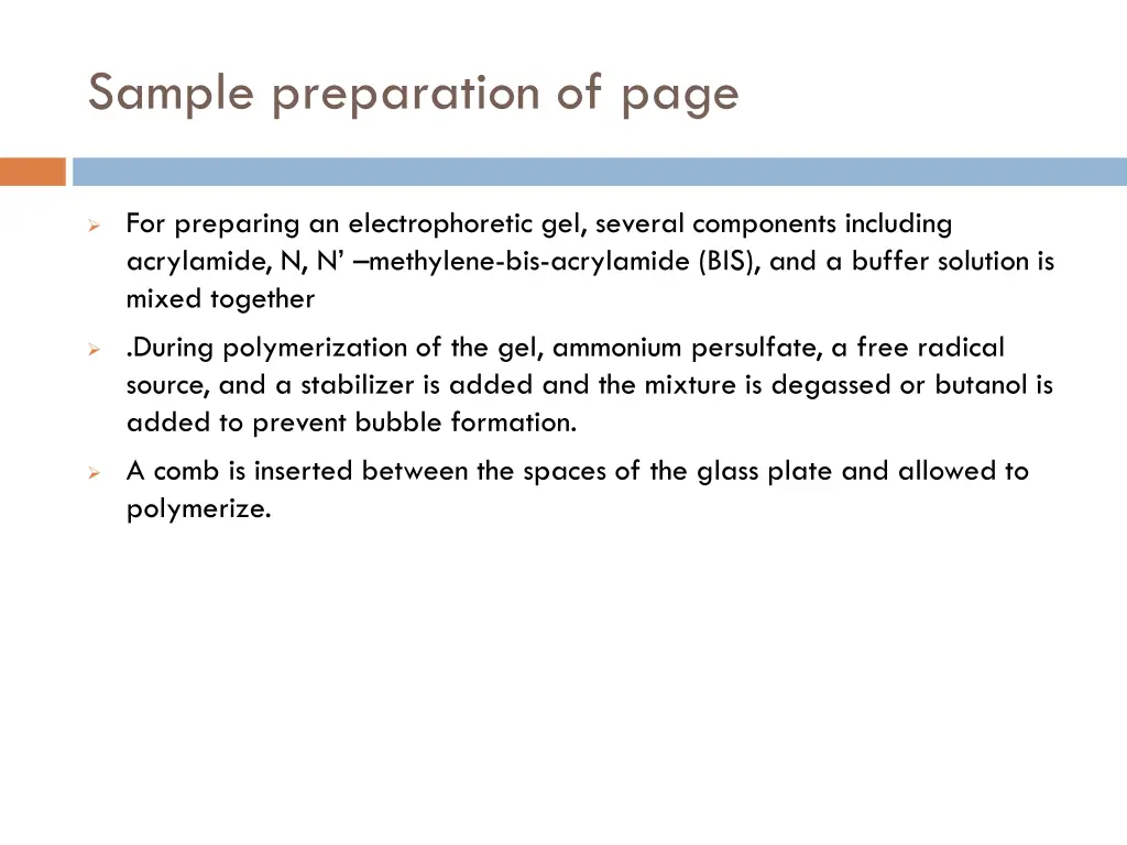 sample preparation of page