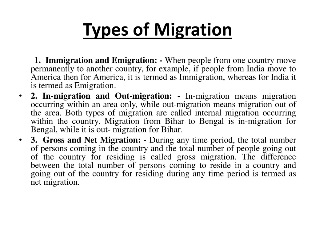 types of migration