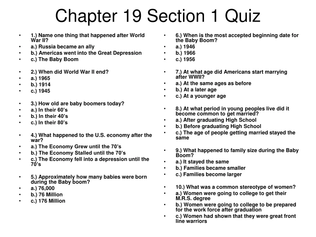 chapter 19 section 1 quiz