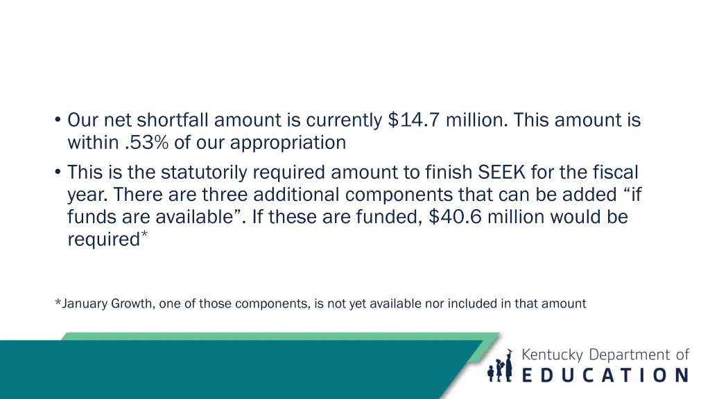 our net shortfall amount is currently