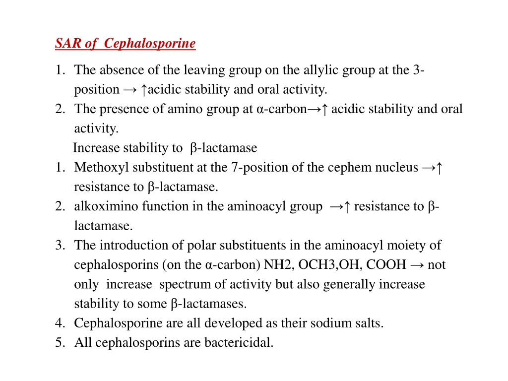 sar of cephalosporine