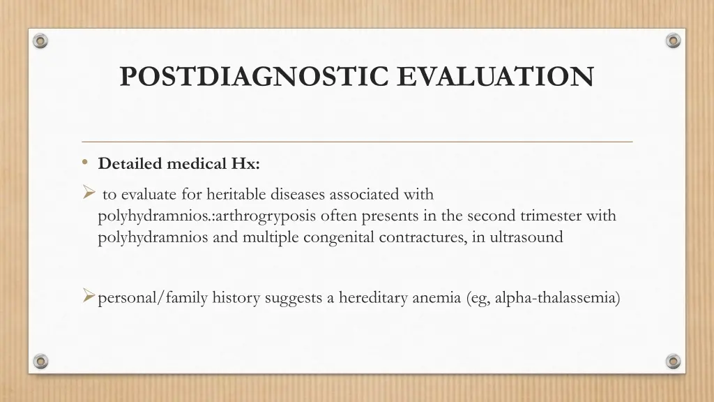 postdiagnostic evaluation
