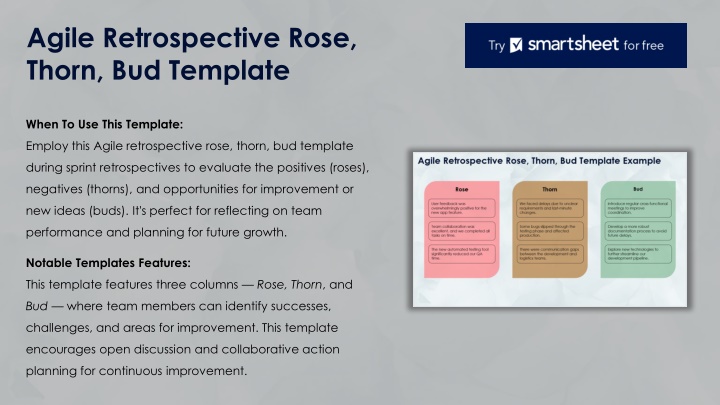 agile retrospective rose thorn bud template