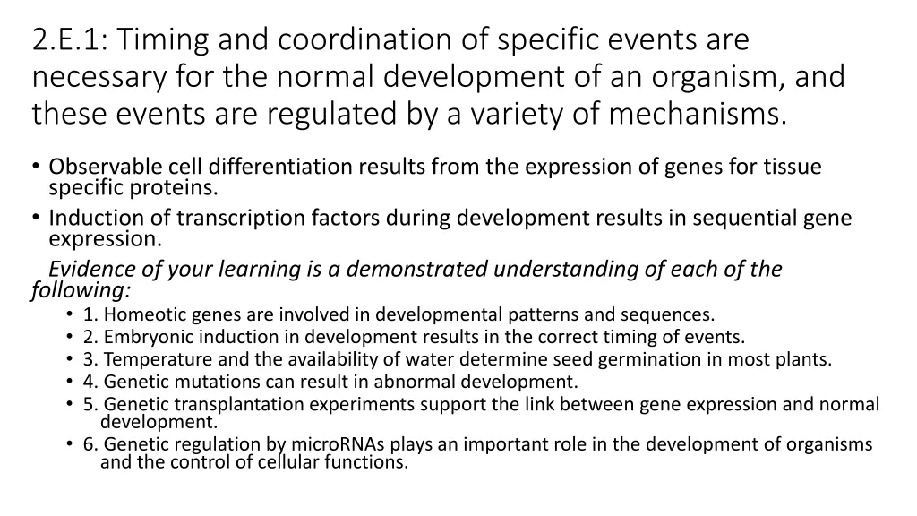 2 e 1 timing and coordination of specific events