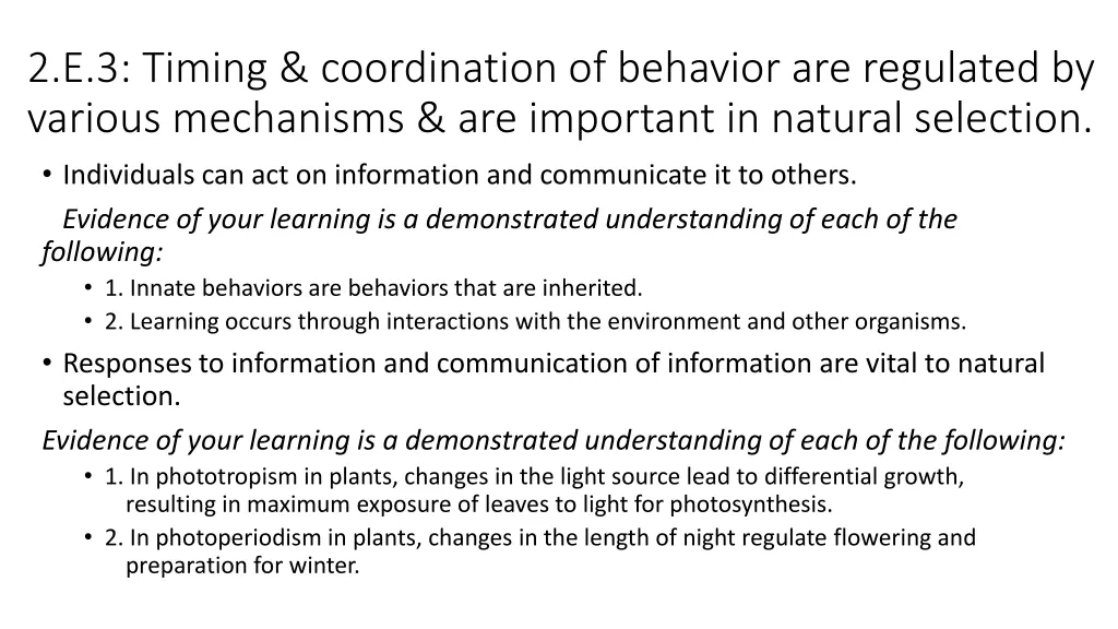 2 e 3 timing coordination of behavior