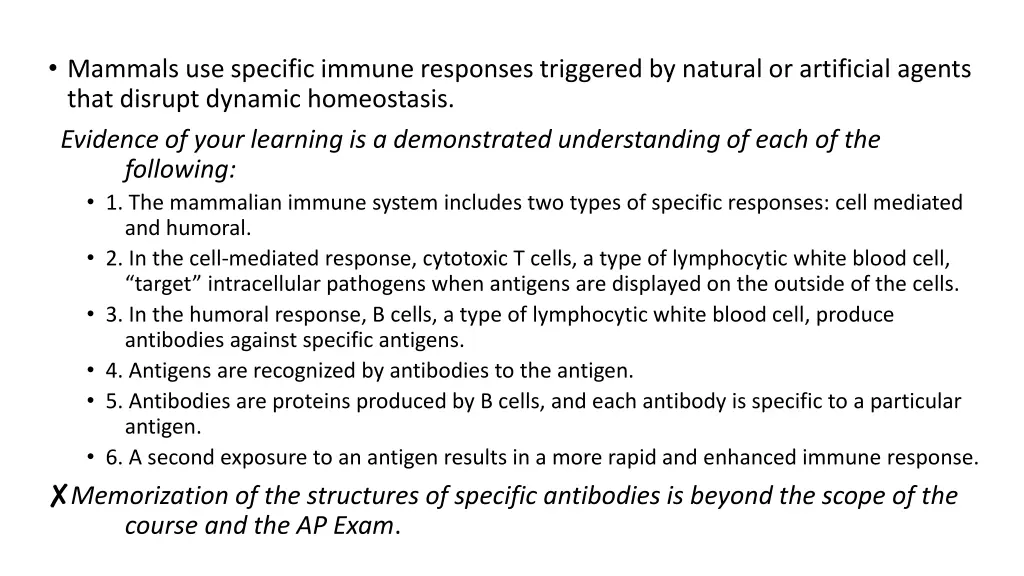 mammals use specific immune responses triggered