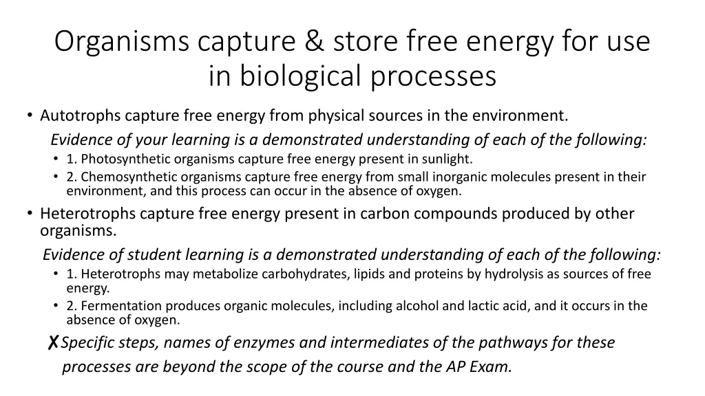 organisms capture store free energy