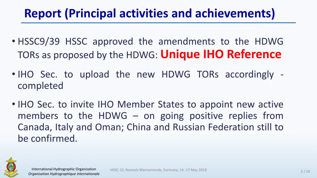 report principal activities and achievements