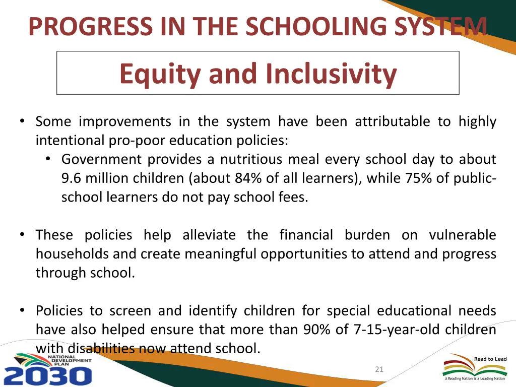 progress in the schooling system 9