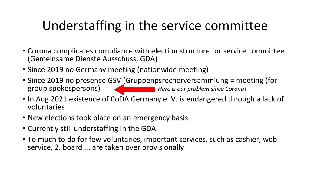understaffing in the service committee