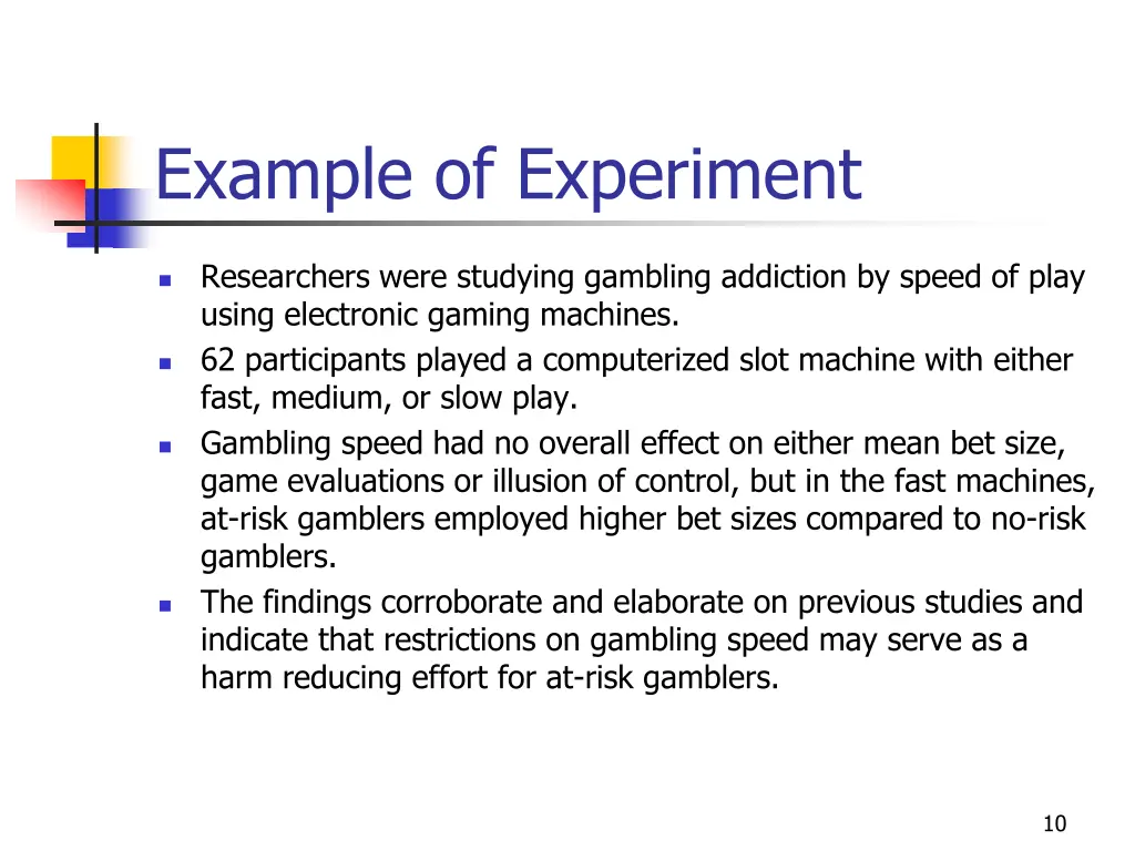 example of experiment