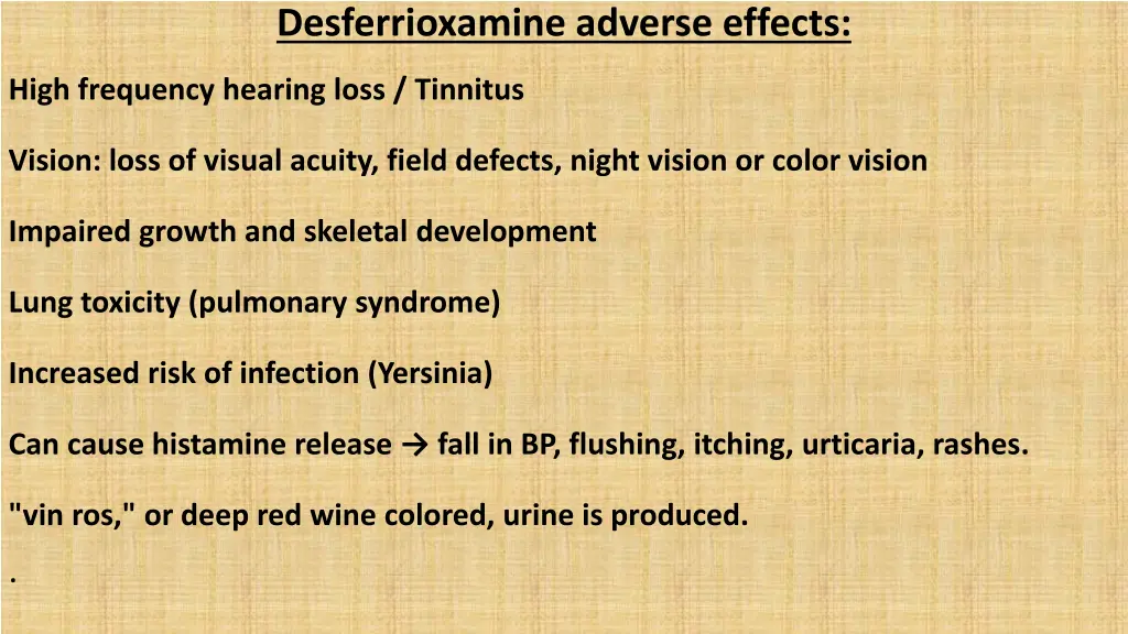 desferrioxamine adverse effects
