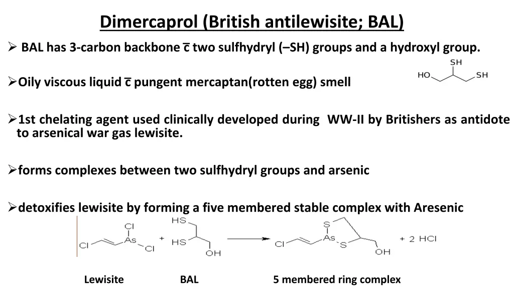 dimercaprol british antilewisite