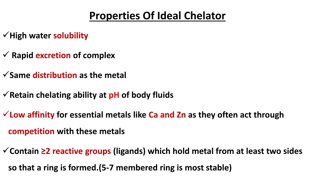properties of ideal chelator 1