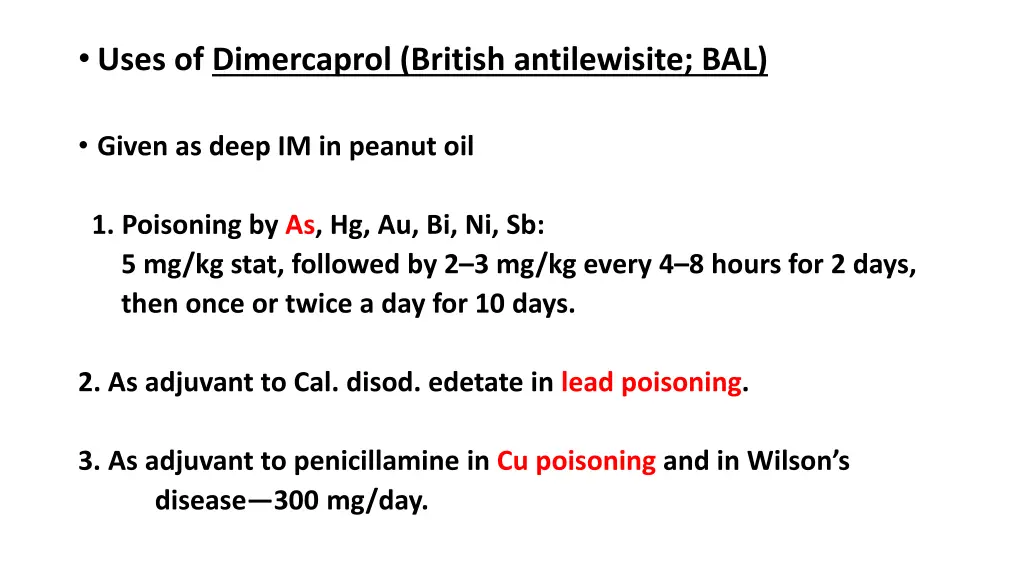 uses of dimercaprol british antilewisite bal