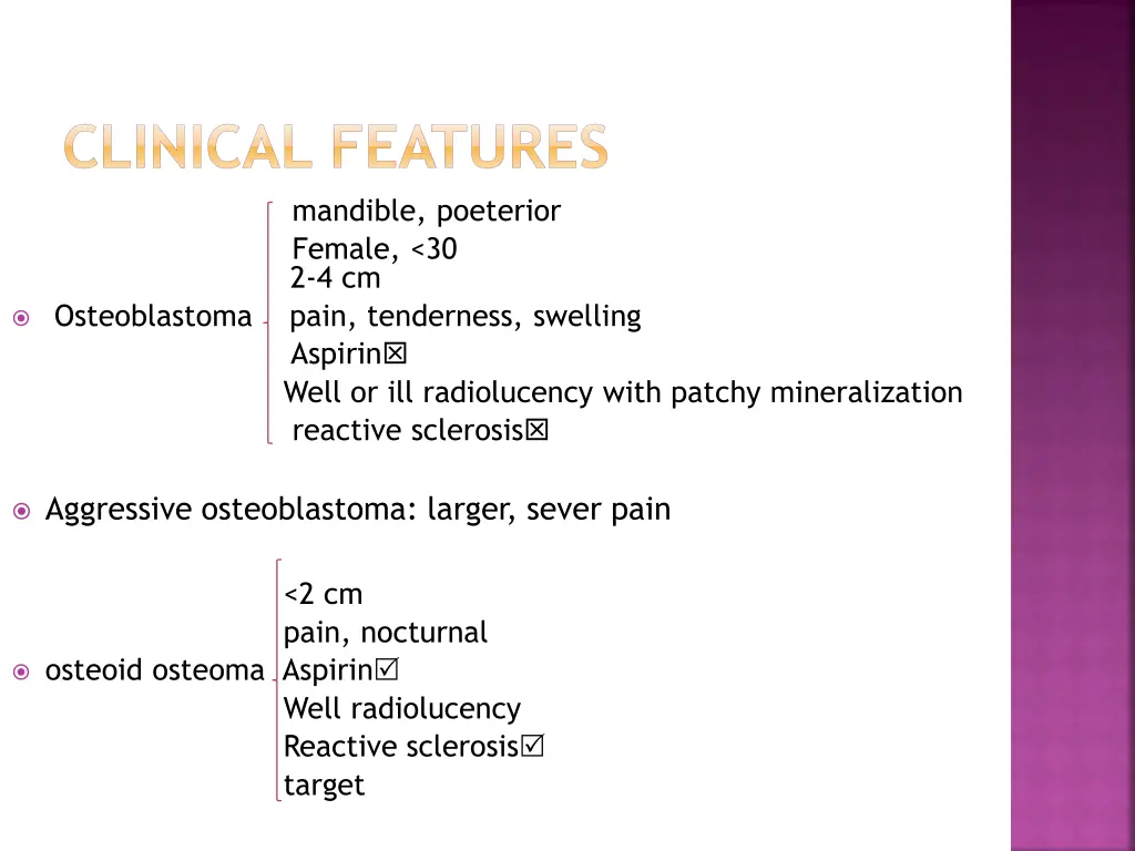 clinical features mandible poeterior female