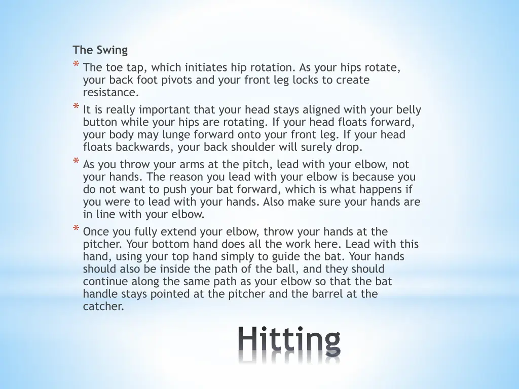 the swing the toe tap which initiates