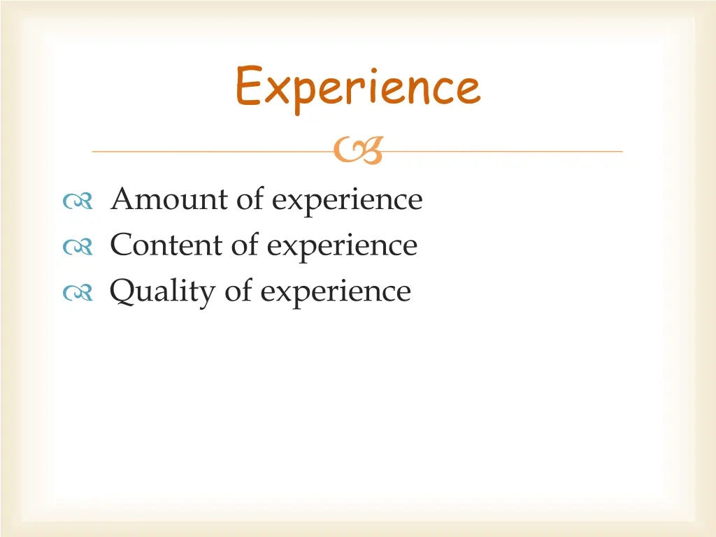 experience