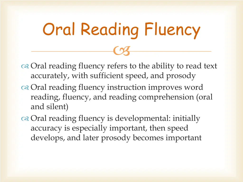 oral reading fluency