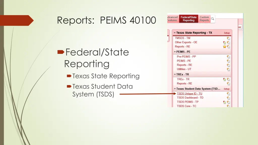 reports peims 40100