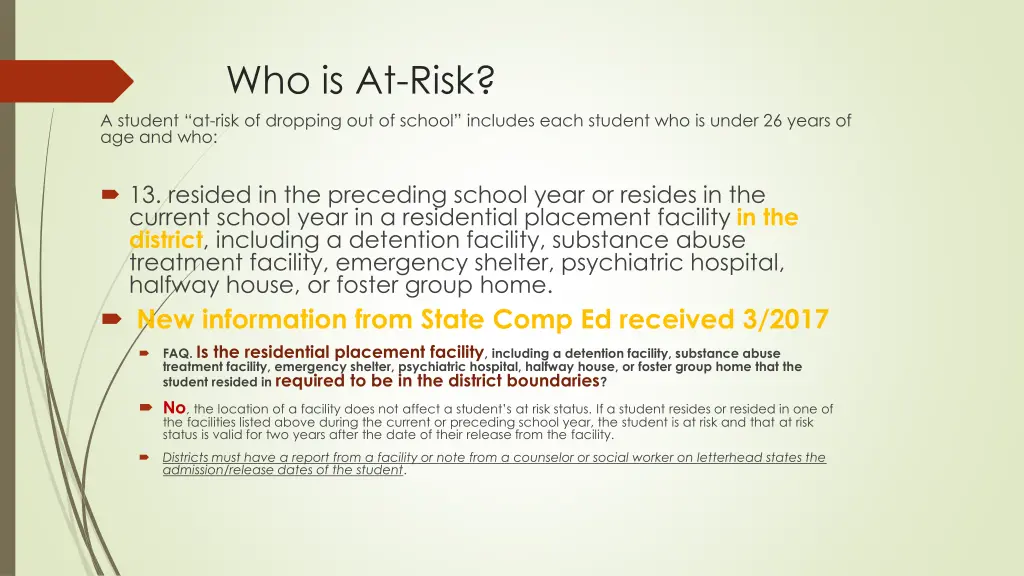 who is at risk a student at risk of dropping 12