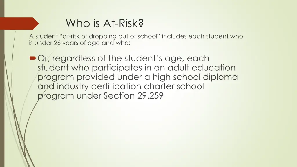 who is at risk a student at risk of dropping 15