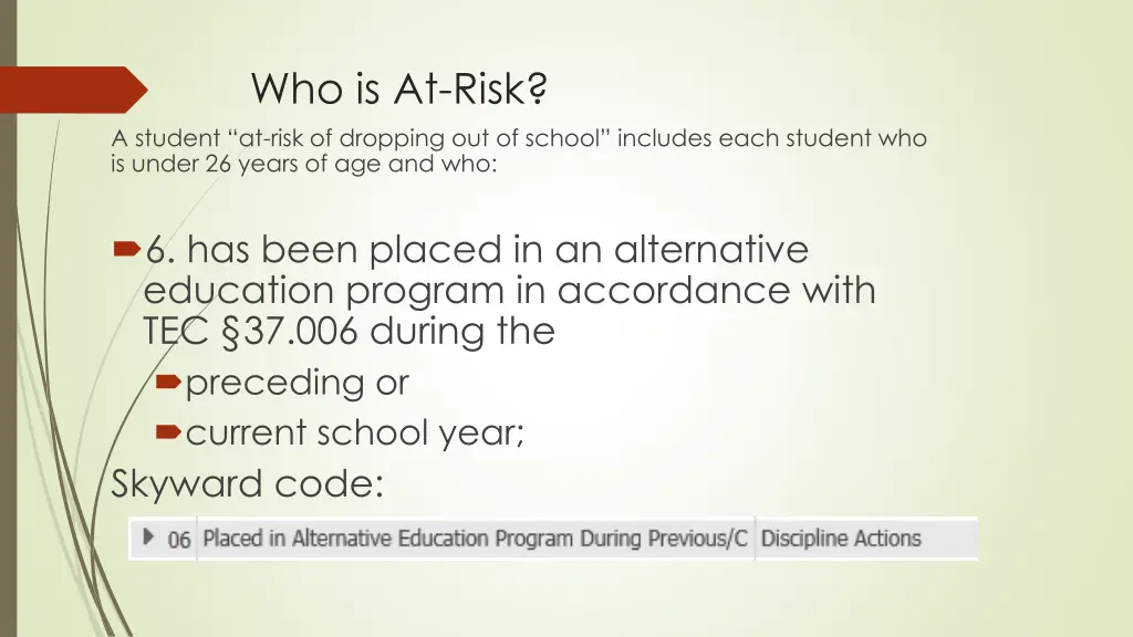 who is at risk a student at risk of dropping 5