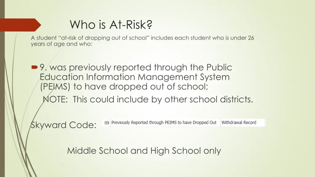 who is at risk a student at risk of dropping 8