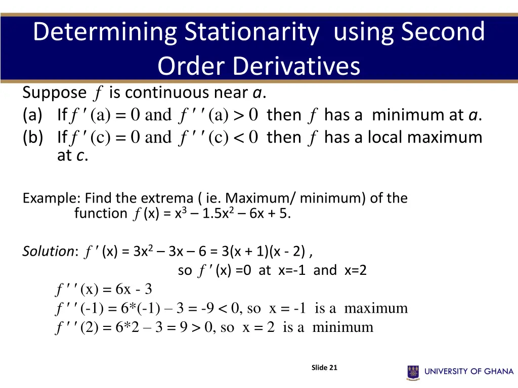 determining stationarity using second order 1