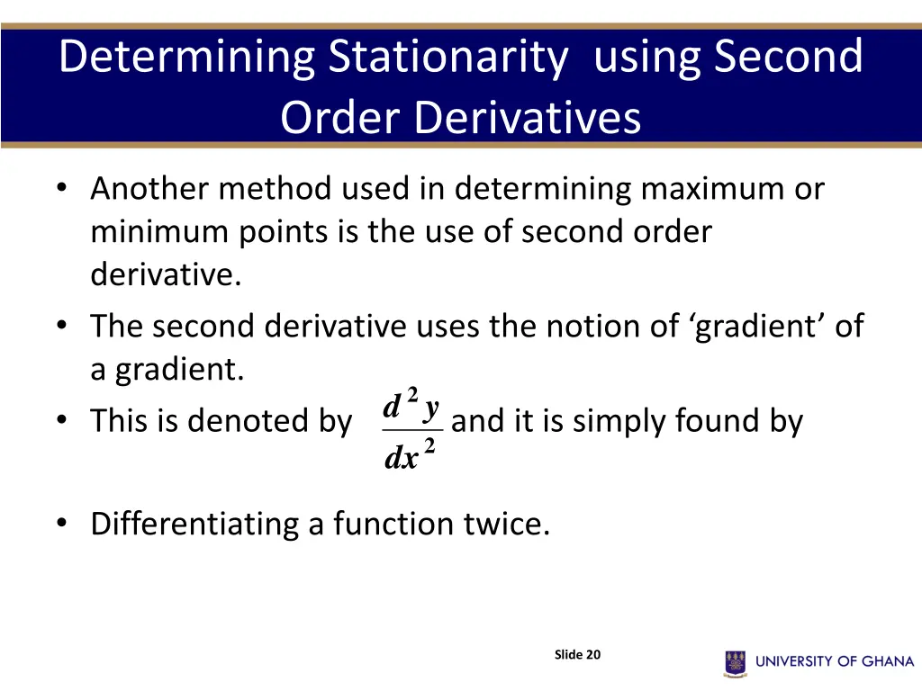 determining stationarity using second order