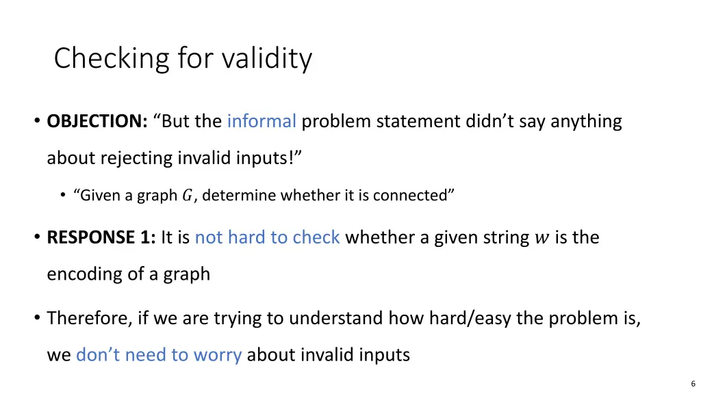 checking for validity