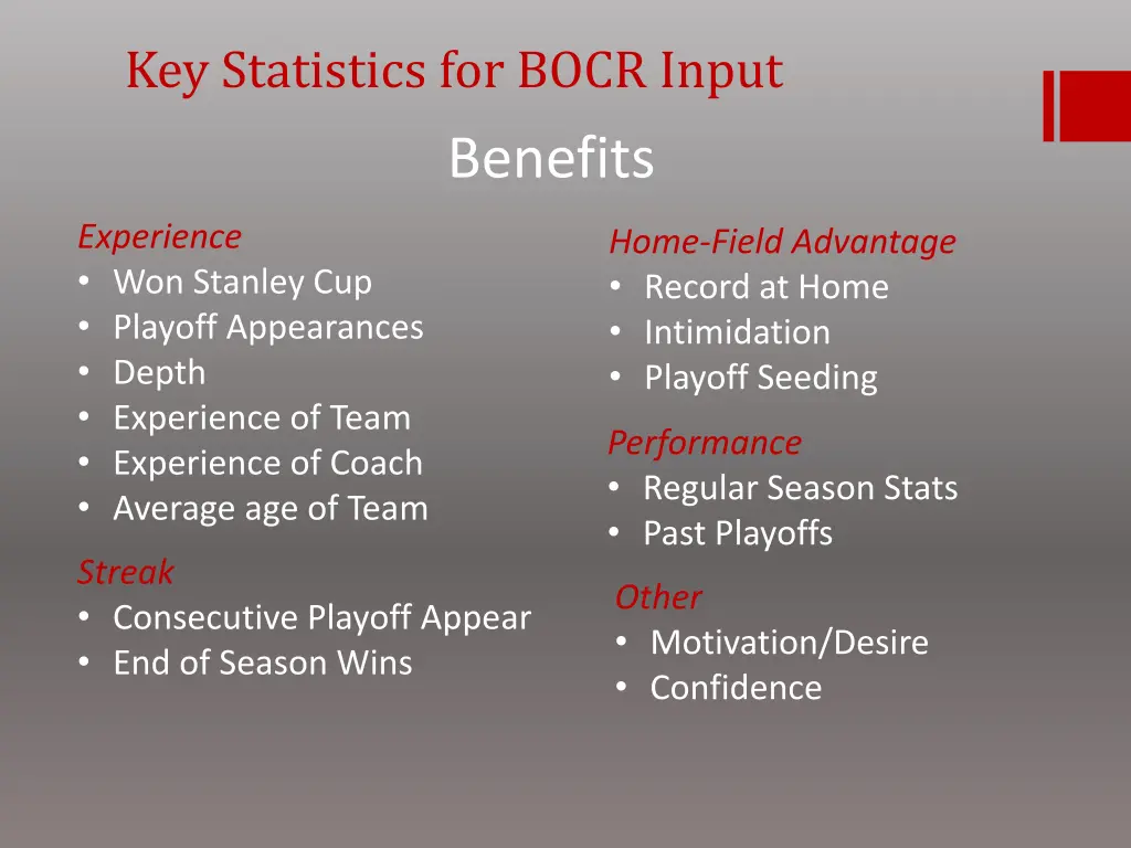 key statistics for bocr input benefits