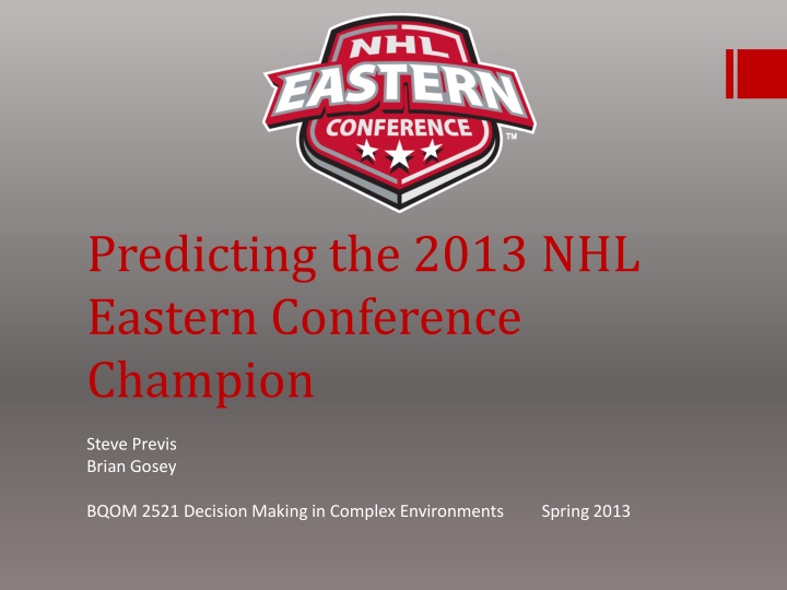 predicting the 2013 nhl eastern conference
