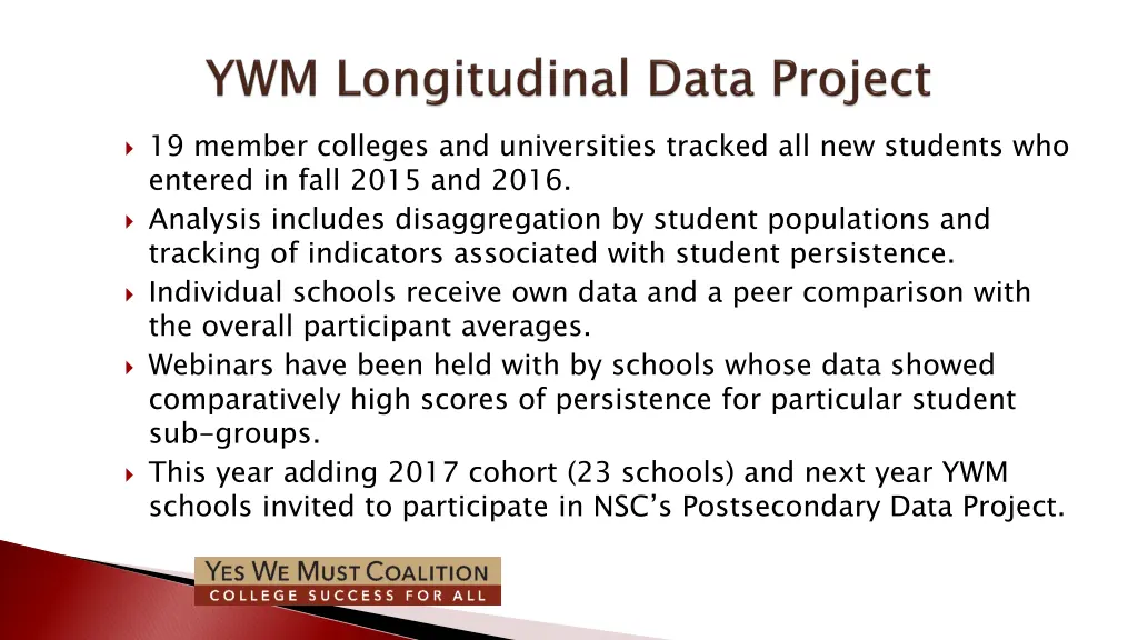 19 member colleges and universities tracked