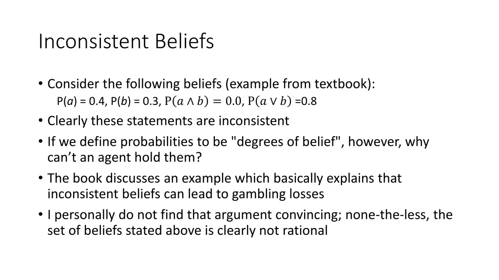 inconsistent beliefs