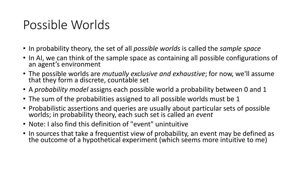 possible worlds