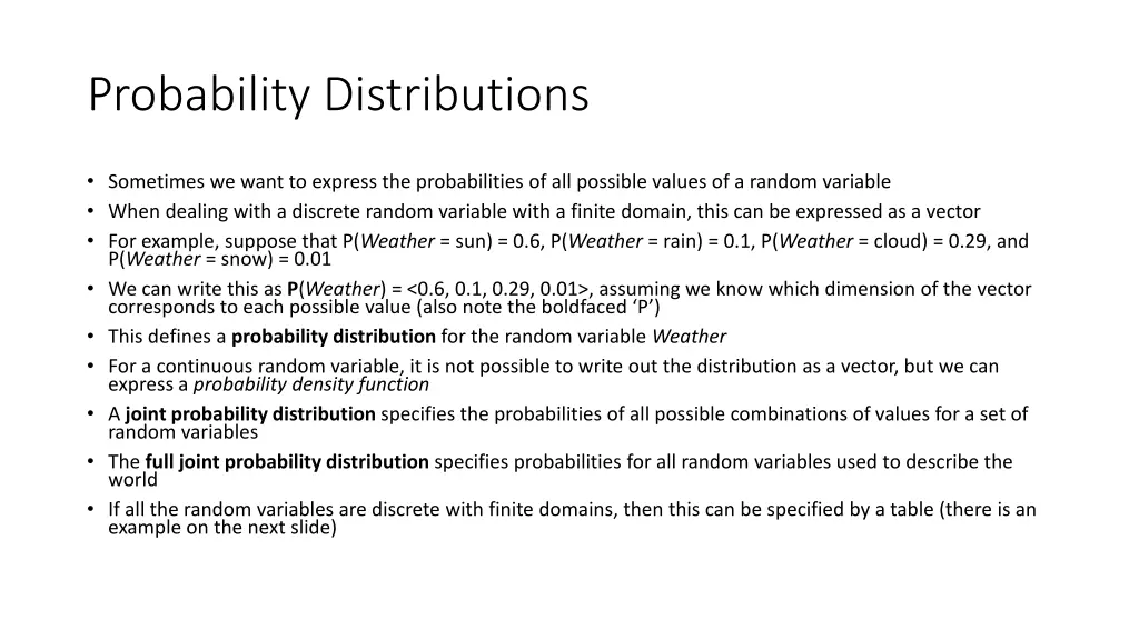 probability distributions