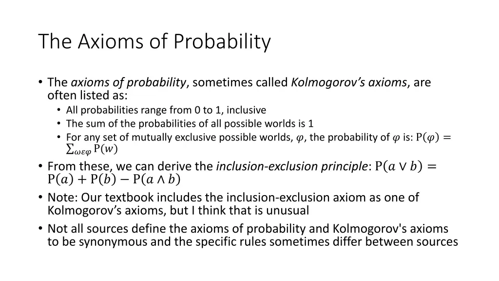 the axioms of probability