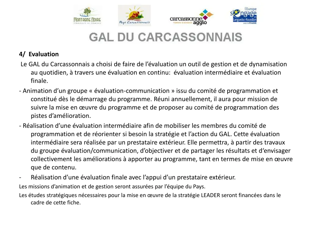 4 evaluation le gal du carcassonnais a choisi