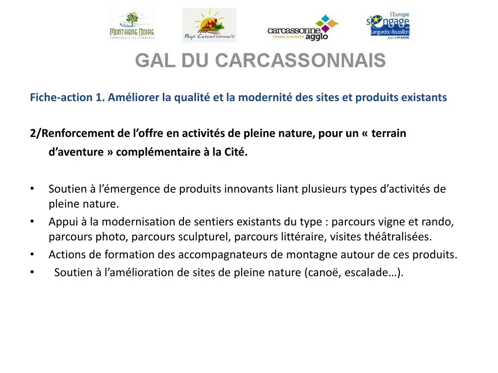 fiche action 1 am liorer la qualit et la modernit