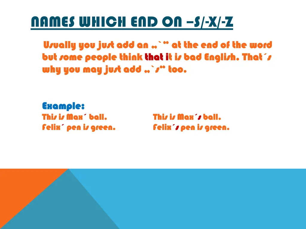 names which end on s x z