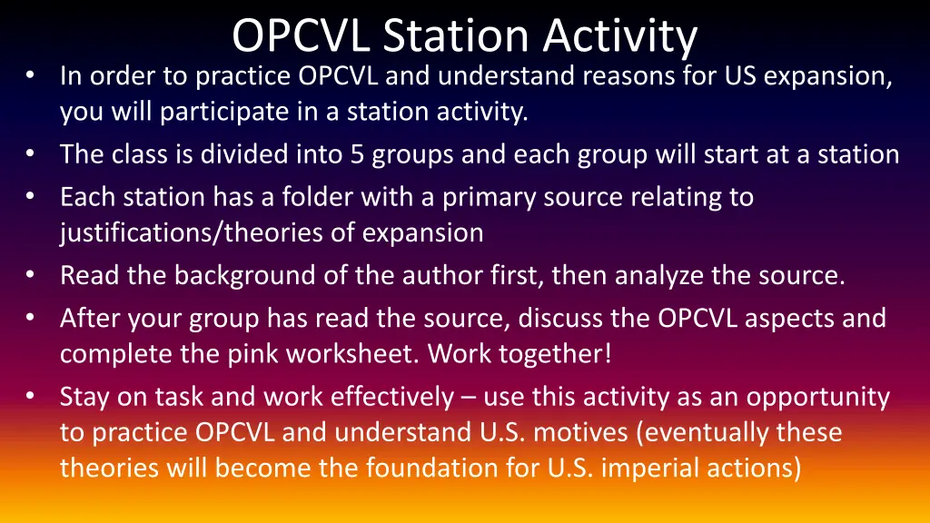 opcvl station activity in order to practice opcvl