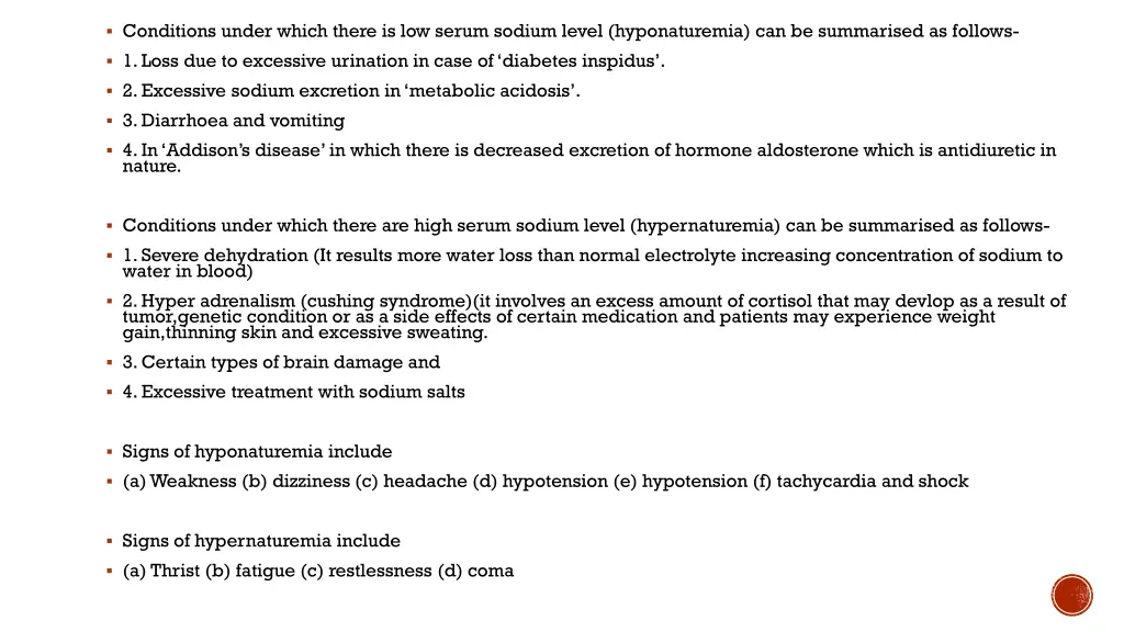 conditions under which there is low serum sodium