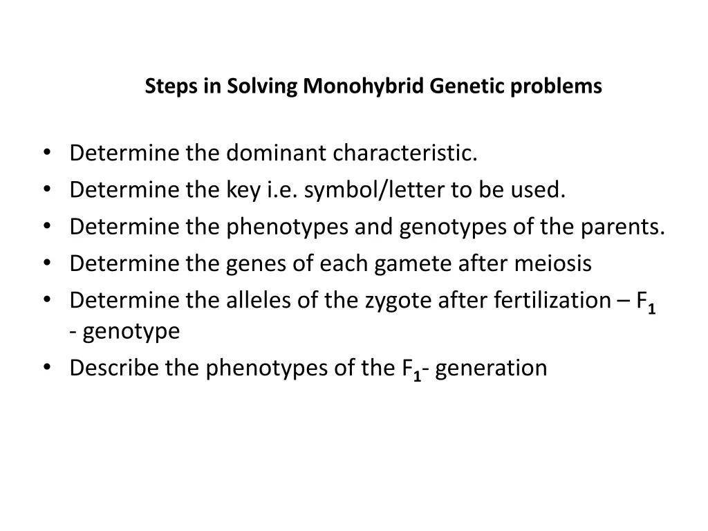 steps in solving monohybrid genetic problems