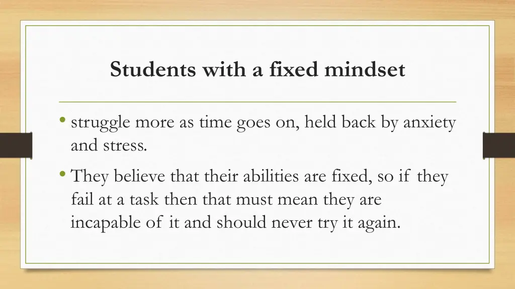 students with a fixed mindset