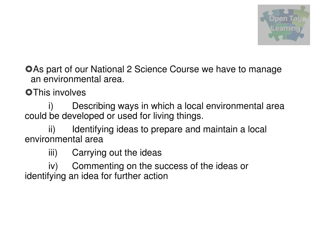 as part of our national 2 science course we have